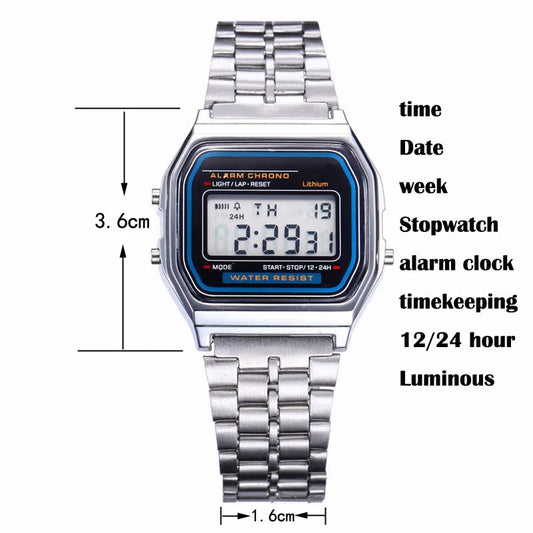 Montre digitale rétro en acier – Un classique revisité